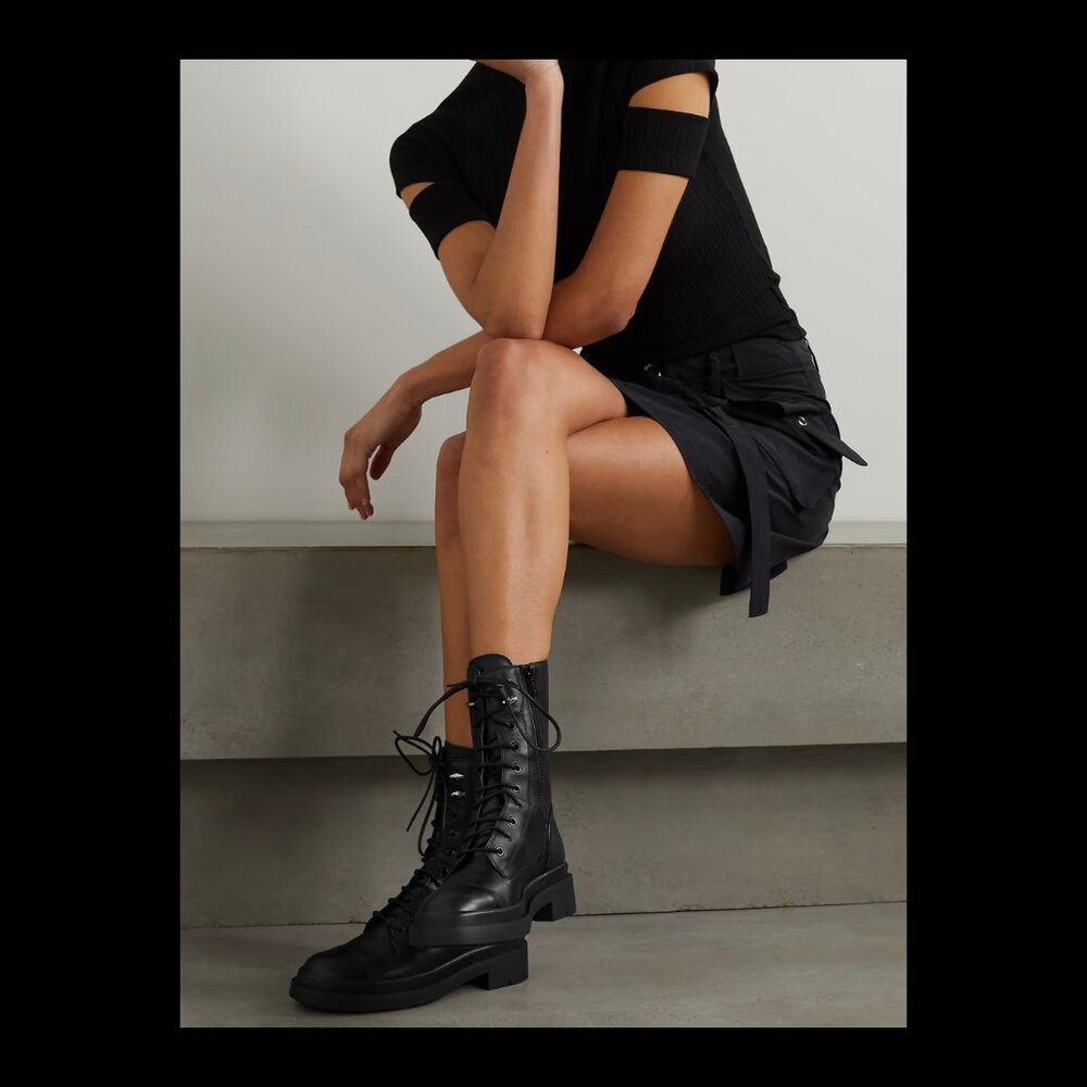 [NWT]  JIMMY CHOO Nari embellished leather combat boots (EU 37, US 7)
